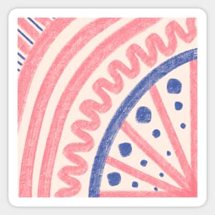 Waves and spots in strawberry blush pink and soft cobalt blue Sticker